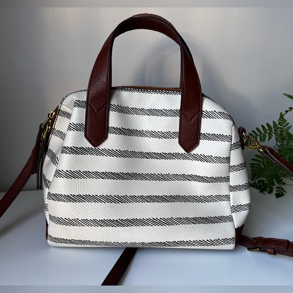 Fossil Neutral Striped Sydney Satchel Crossbody Bag - Picture 4 of 16